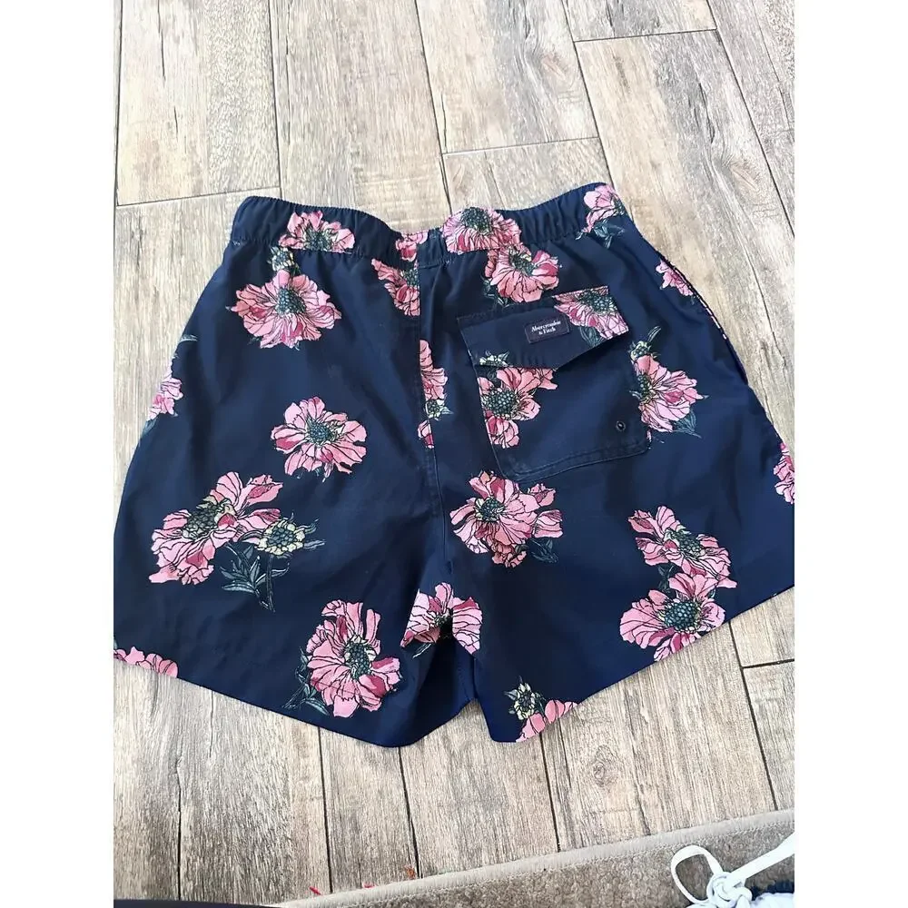 Abercrombie & Fitch Men's Floral Stretch Drawstring Lined Swim Trunks Size XL